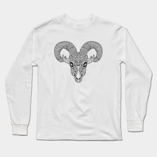 Goat Head Aztec Mexican Tribal Pattern Long Sleeve T-Shirt